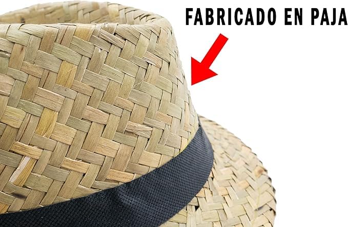 Sombreros de Paja Personalizados - Pack 100 Gorros Estilo Tirolés con Logo o Frase - Color de la Cinta a Elegir - Sombrero Hombre y Mujer para Eventos