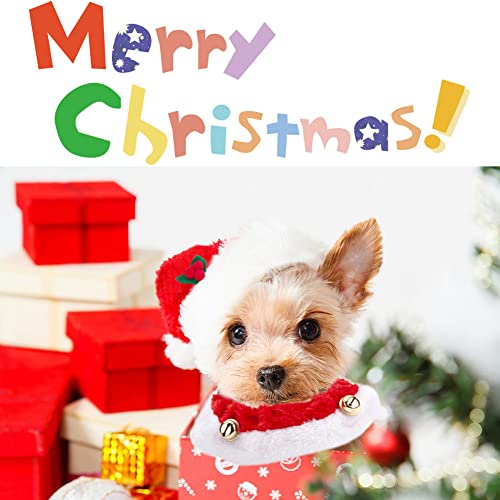 Valuckee Adorable Christmas Costumes For Cat, Santa Hats And Collar With Jingle Bells For Pets, Adjustable Xmas Outfit Suit Clothes Set For Pet Cat Puppy Dog, Xmas Gift Present #TOP1