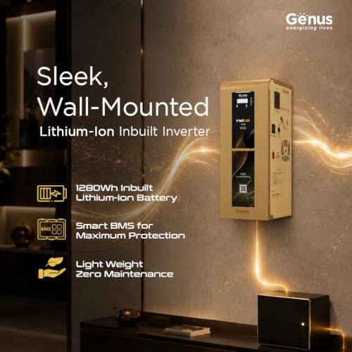 Image of Genus MaxiLion Air 1500 Inverter 1125 VA with Upto 12 Year Life Integrated 1280Wh Lithium-Ion Battery for Home Office & Shop - Full 5 Year Product Warranty
