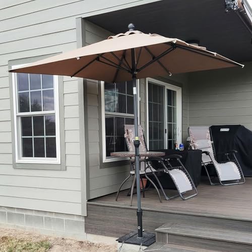 Image of PURPLE LEAF Patio Market Umbrella 6.5' x 6.5' Square Tilt Taupe 8 Ribs Pool