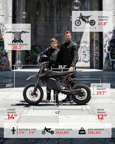 Image of Skeri Electric Dirt Bike for Adults & Teens, 14 inch /12 inch Fat Tire 3200W Motor 32MPH Off-Road EBike, 48V 21Ah Battery Hydraulic Disc Brakes Dual Suspension IPX5 Waterproof, Fit for Age 13+ -Classic Black
