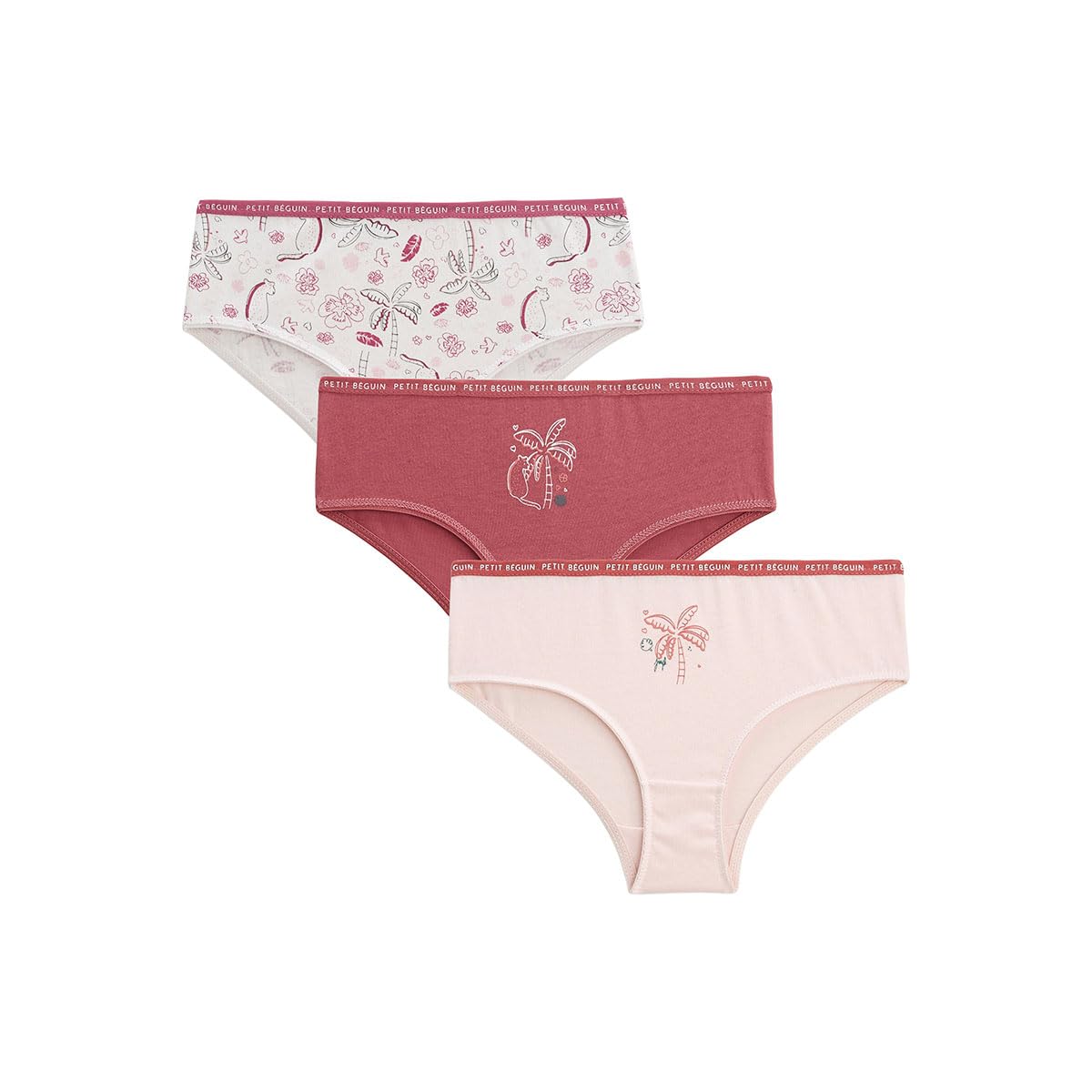 Petit Béguin - Lot de 3 Culottes Fille Flower Jungle