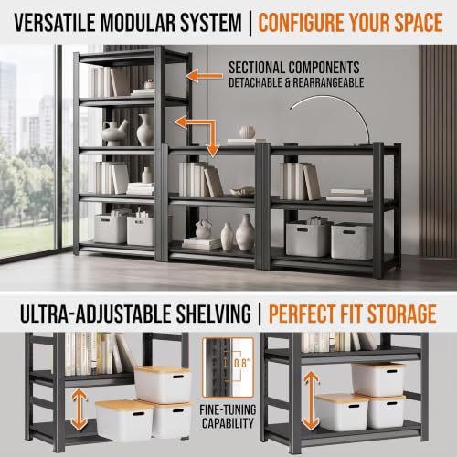 Image of 6 Tier Book Shelf, Adjustable Tall Bookcase with Storage Shelves