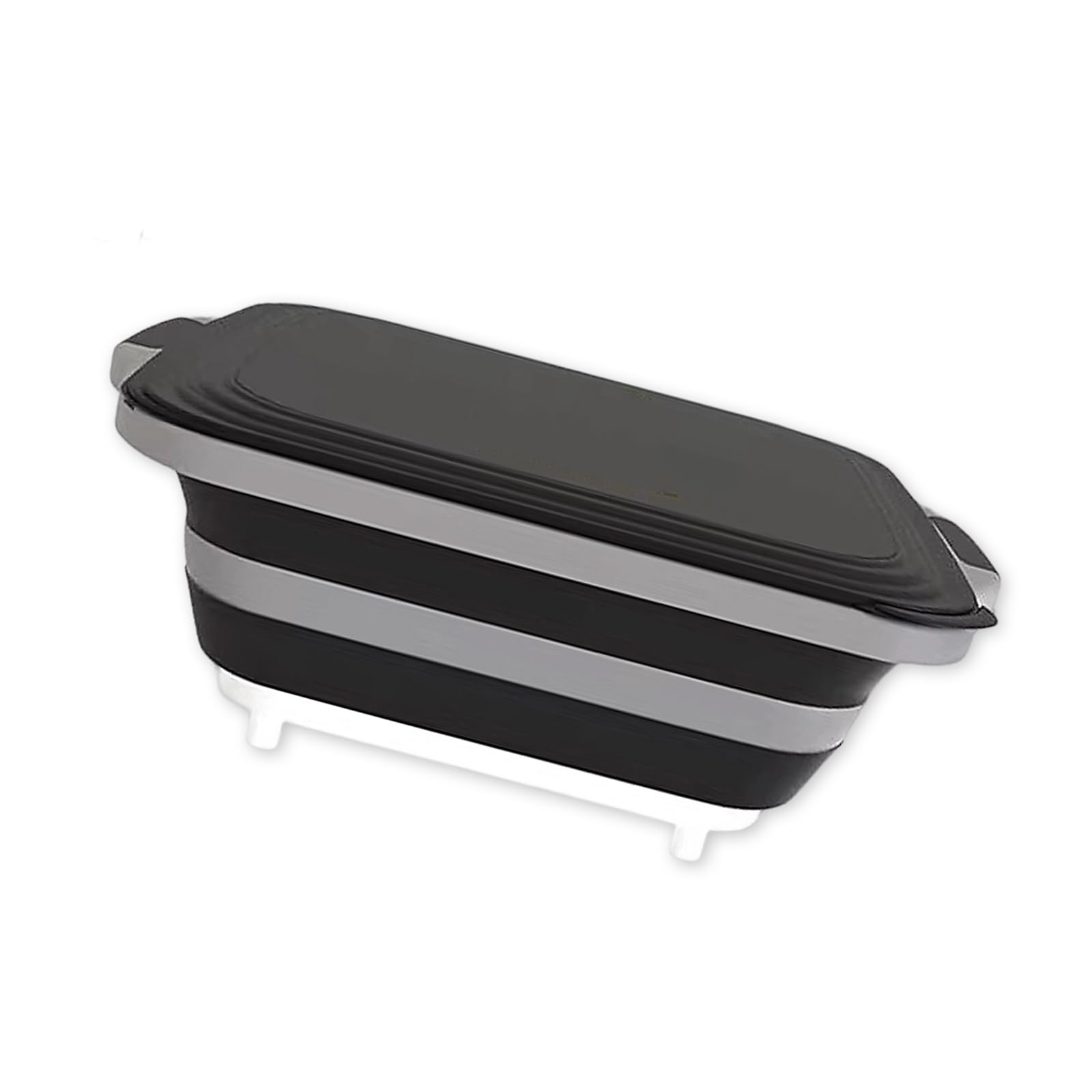 Tabla de cortar plegable adaptable de 24 pulgadas y cuenco para mezclar con construcción de goma resistente para chefs profesionales en el hogar con tapa de bloqueo, contenedor de