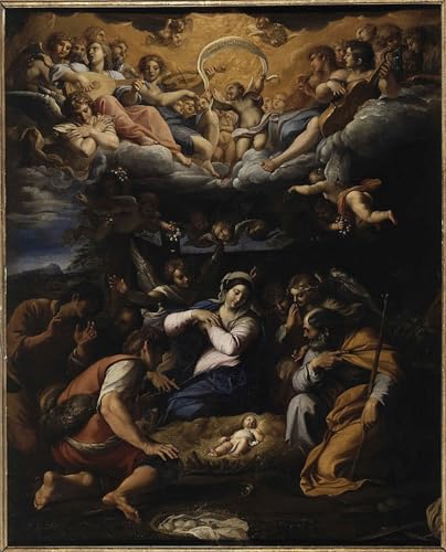 Tableaux Mural sur Toile L'Adoration des bergers d'Annibale Carracci Décoration Chambre 60x90cm