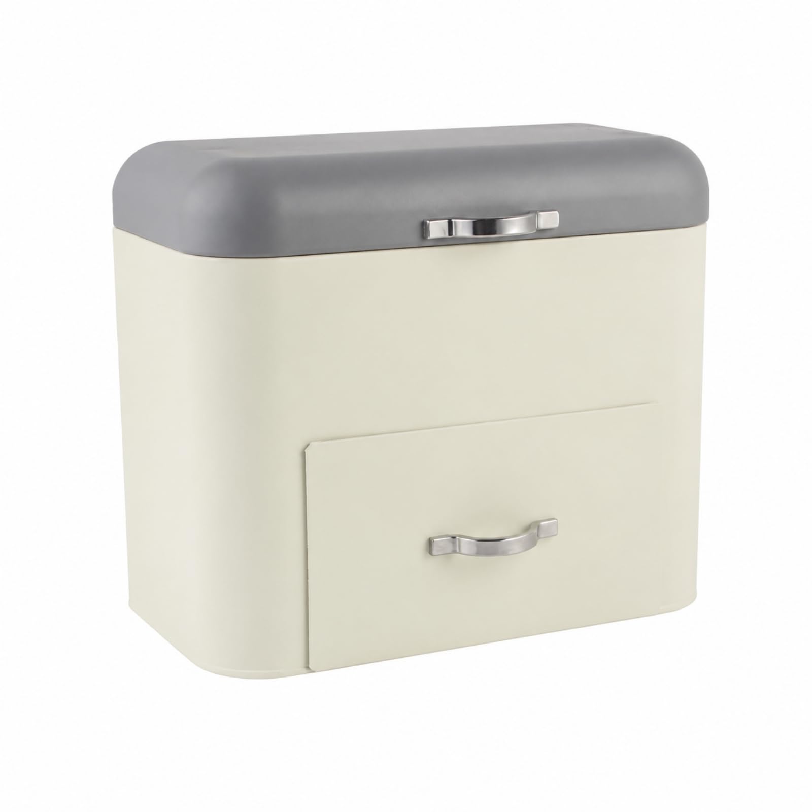 Caja Hierro Dos Niveles Compacto Organizador con Compartimento y Cajón Multiusos Connedor Almacenamiento con Tapa Hierro, +Gris