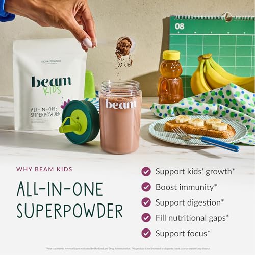 Beam Kids All in One Superfood Powder, Nutritional Shake, Organic Greens, Probiotics, Vitamins, Immune Support, Gut Health, Superfood, Nutrition for Children, No Artificial Sweeteners, Starter Set