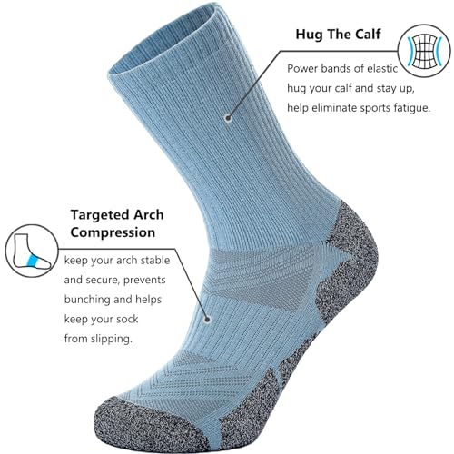 CWVLC Crew Hiking Socks, Cushion, Moisture Wicking, Arch Compression Boot Socks3
