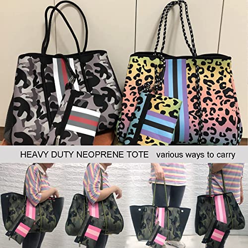 Woman Neoprene Beach Tote Bag - TRANBO Large Sand proof Handbags with Wristlet for Summer Vacation Pool Beach Gym4