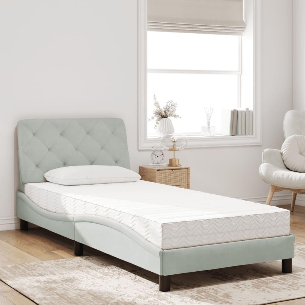 Velluto Morbido Design Ondulato Contenitore 80x200 Grigio Chiaro