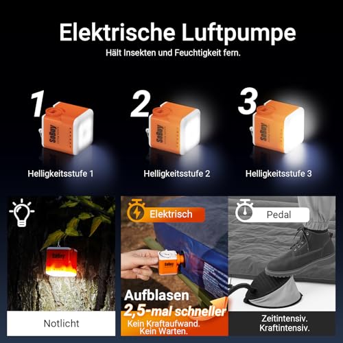 SoBuy Feldbett mit Zelt 2 Personen 7in1 Wurfzelt mit Luftpumpe, Rolltasche, Schlafsack, Vorzelt Wasserdichtes Campingbett Outdoor Campingliege Familienzelt Grün 193x188x145cm bis 180 kg OGS32-L-GR