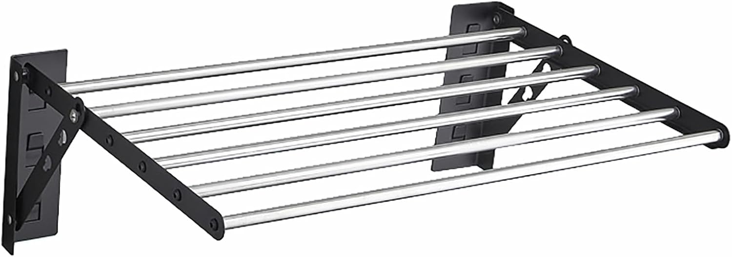 50Cm, Wall Clothes Airer Drying Racks, Stainless Steel Folding Holder Storage Expandable Wall Mounted Airer Rack, Multifunctional Adjustable Towel Shelf,50CM