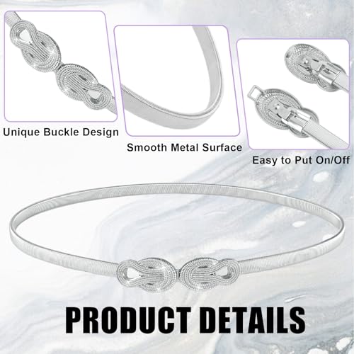 Gold Stretch Belts for Women, Elastic Gold Chain Belt for Dresses Skinny Thin Waistband Ladies Dress Waist Band3