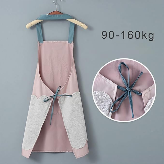 Image of VELVERI Waterproof Kitchen Cooking Apron for Women Men | Adjustable Bib with Hand Towel Wiping Patch | Large Pocket Oil & Stain Resistant | Cute Cartoon Rabbit Design