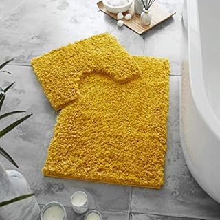 Inspire Me Bath Mat Set Bath Mat And Pedestal Anti Non-Slip Rubber Backing Fluffy Mat Bathroom Rug 100% Microfibre Soft Ultimate Zero Twist Bath Set (Grey)