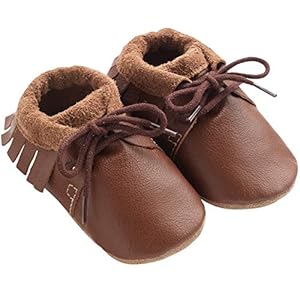 Tichoups Babyschoenen van zacht leer, bruin met franjes 18/19
