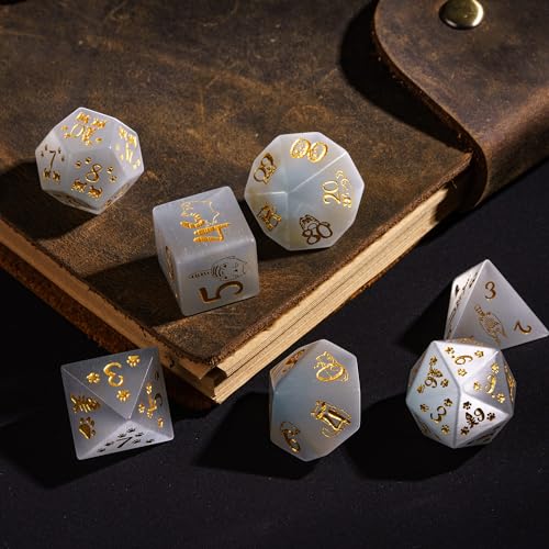 Dados DND de piedras preciosas con estuche UDIXI 5