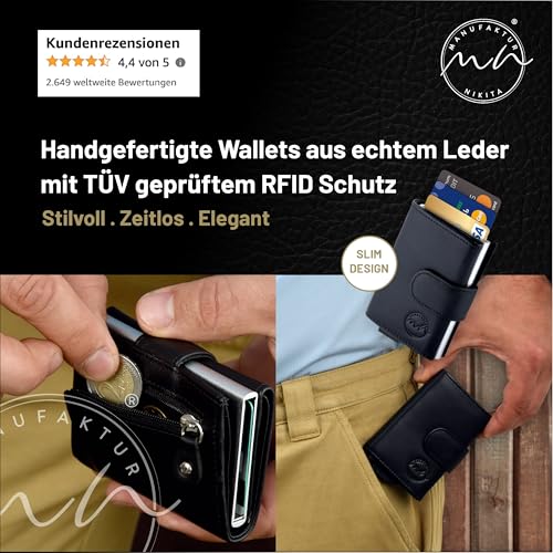 Manufaktur Nikita® Elegant slide wallet |credit card case RFID protection genuine leather for 10 cards with gift box3