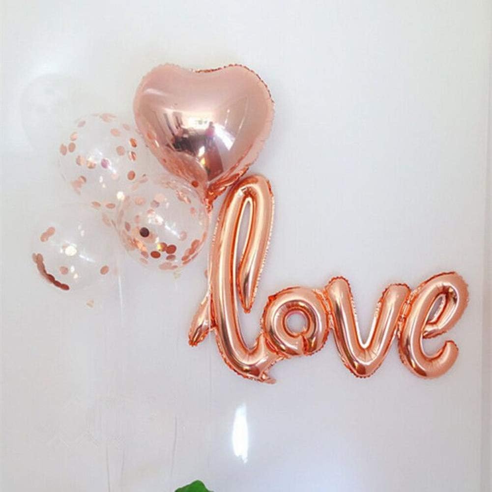 Rose Gold Foil Confetti Balloon Bouquet for Engagement Party Decorations,Baby Shower Decorations,Rose Gold Balloons,Rose Gold Heart,Love Balloon(16 Pack)