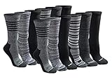 Dickies Women's Dri-Tech Fashion Moisture Control Crew Socks (5/6/12 Pairs) (S-XL), Black Stripe (12 Pairs), Medium