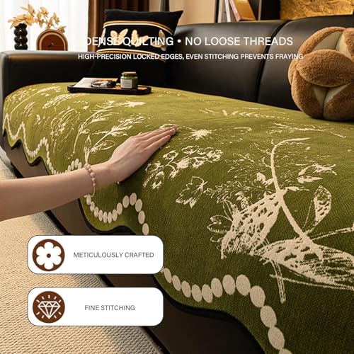 Housse de canapé sectionnelle en chenille orange 90x280 - 7