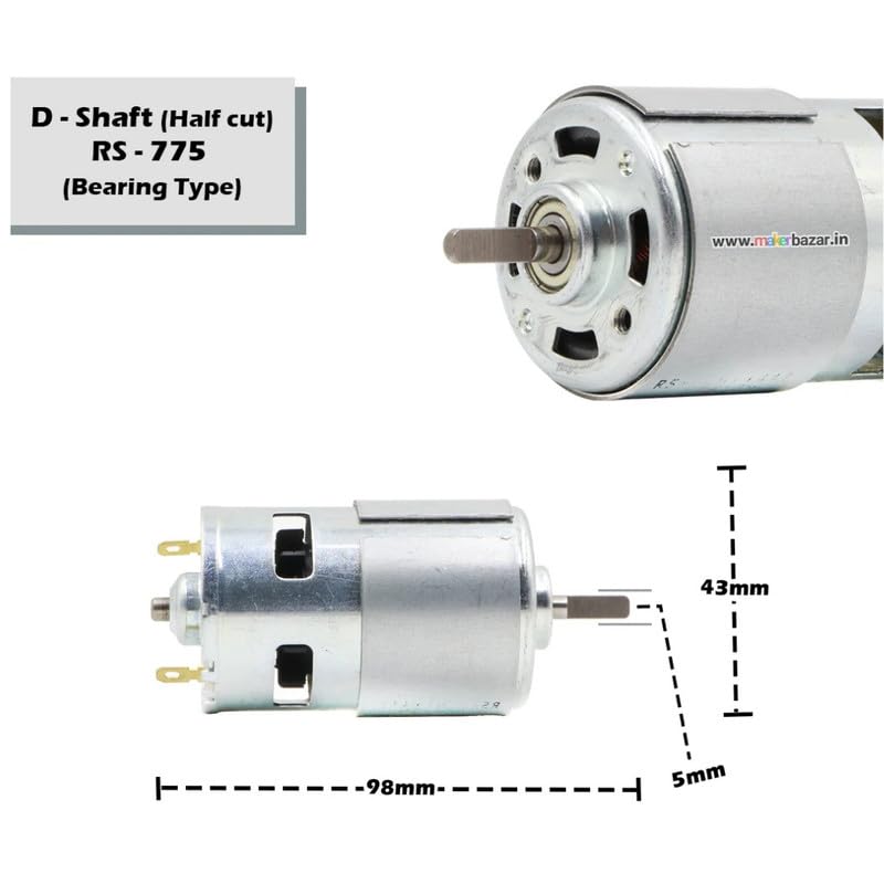 Image of ERH India 12V DC 775 D Cut Shaft Motor Ball Bearing High Speed 21000RPM Large Torque for Fan Cooler Mini Drill Machine Set DIY Electronic Projects Drill Chuck Water Pump Kit Dynamo