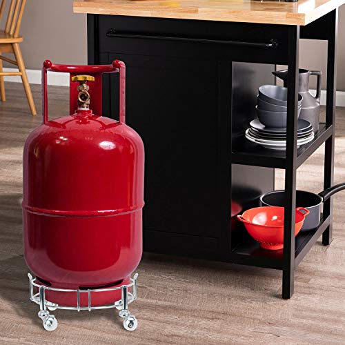Image of Heavy Stainless Steel Gas Cylinder Trolley with Wheel | Gas Trolly | Lpg Cylinder Stand | Gas Trolly Wheel |Cylinder Trolley with Wheels | Cylinder Wheel Stand Gas Cylinder Trolley (Silver)