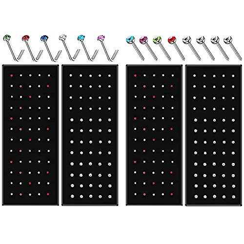 240pcs Nose Studs Stainless Steel Nose Rings Piercing Pin Body Jewelry 20G-22G 1.5mm 2mm 2.5mm for Women Men 4 Set White and Colour(L Shaped and Straight Shaped)