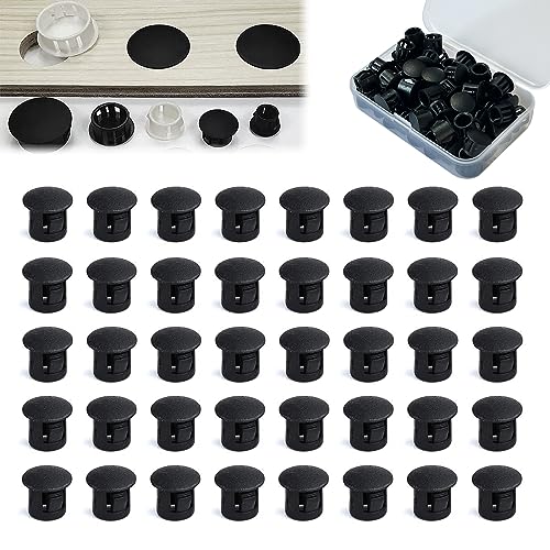 Image of Various Size - Nylon Plastic Hole Plug Round Drill Hole for Holes Cabinet Hole Plugs Black (11 mm - 30 pcs with Box