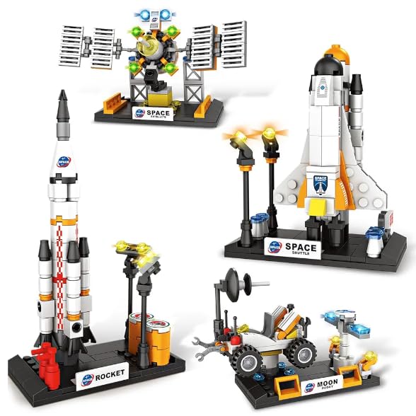 Image of Galaxy Hi-Tech Space Exploration Shuttle Toys for Kids,STEM Building Set Aerospace Building Kit Toy with Rocket,Space Shuttle,Moon Buggy & Satellite Educational Kit Space Theme Blocks & Bricks,168 Pcs