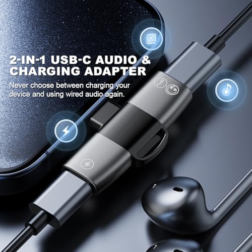 Image of Verilux 2-in-1 USB-C Audio & Charging Adapter Aluminum Alloy High-Resolution Sound, Dual USB-C Ports for Charging & Audio, Compatible with Smartphones, Tablets & Laptops