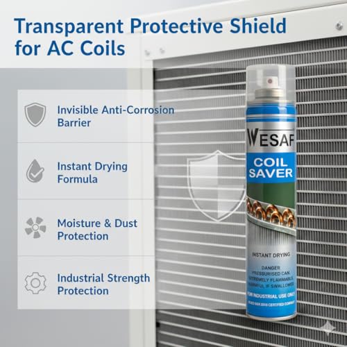 Image of Wesaf AC Coil Coating Spray 300g | Coil Saver Spray | Anti-Rust and Anti-Corrosion Protector for Condenser and Evaporator Coils, Fast Drying, Leak Proof (Transparent)
