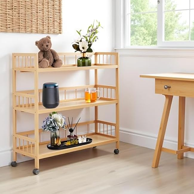 3 Tier Rolling Cart, 27.5¡Á11.8¡Á32.3 Portable Removable Kitchen Trolley with Universal Wheels, Storage Organizer Utility Cart for Living Room Kitchen-AVBHvqoq