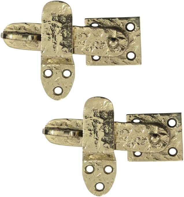 Adonai Hardware 4" "Elath" Brass Gate Flip Latch (2 Pack, Polish Lacquered)