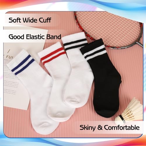 Jspupifip 8 Pairs Striped Crew Socks Athletic Sports Running Socks Soft Breathable Sports Gym Leisure Crop Sock4
