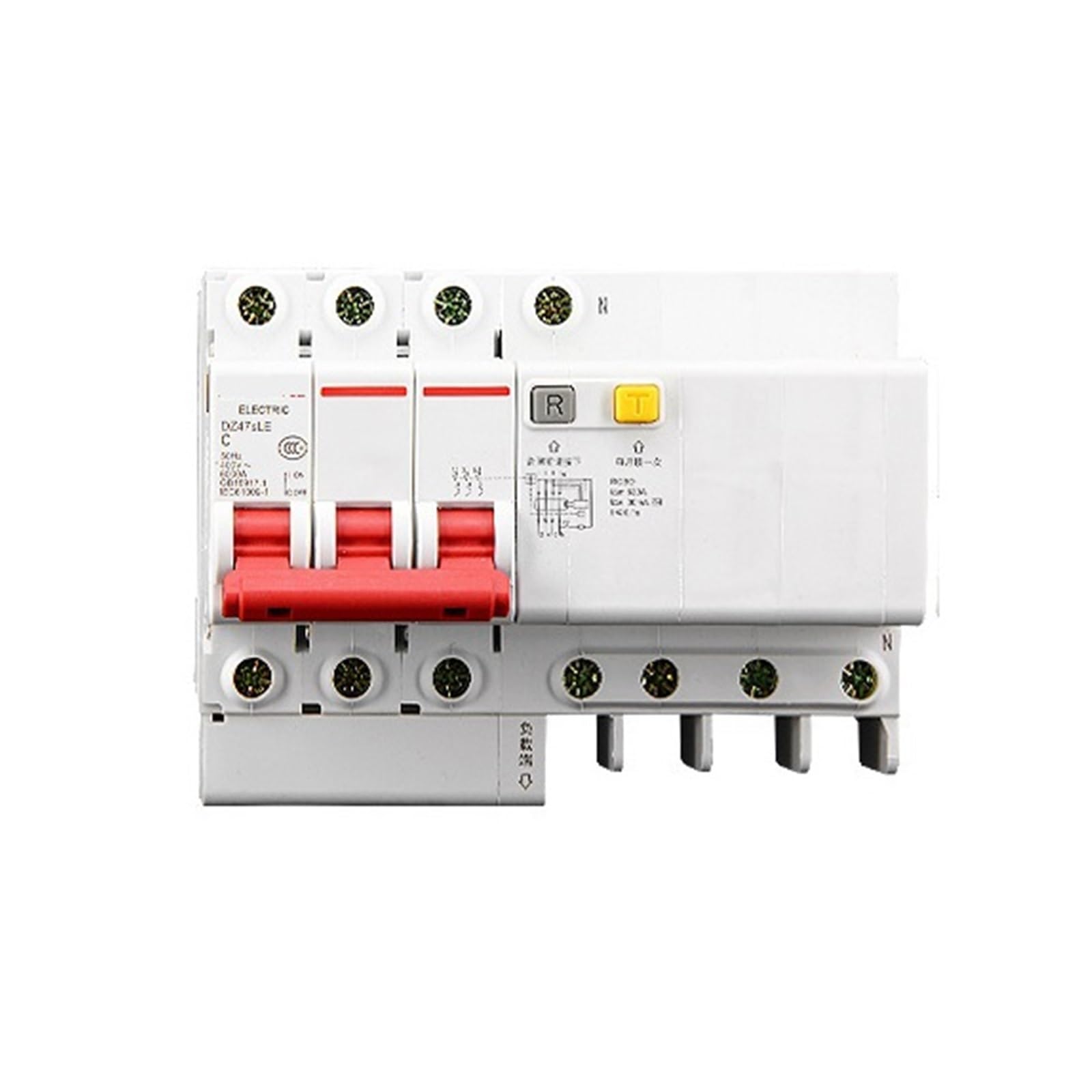 JNVFTCUX 3P+N Circuit Breaker with Leakage Protection DZ47SLE Small air Switch DZ47LE 63A(DZ47SLE-3P+N/16A)