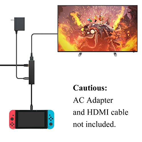 Dock For Nintendo Switch, Hdmi Type C Hub Adapter, 5-In-1 Hub Hdmi Converter Dock Cable For Nintendo Switch, Replacement Docking Station With Ethernet Port #TOP6