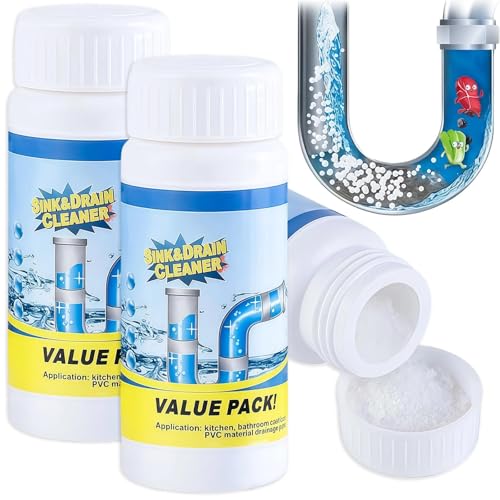 2PCS Powerful Sink Foaming Drain Cleaner Drain Clog Remover Heavy Duty Pipe Dredging Agent & Deodorant Fast-Acting Unblocker For Bathroom Kitchen Quick Effective And Long-Lasting Solution