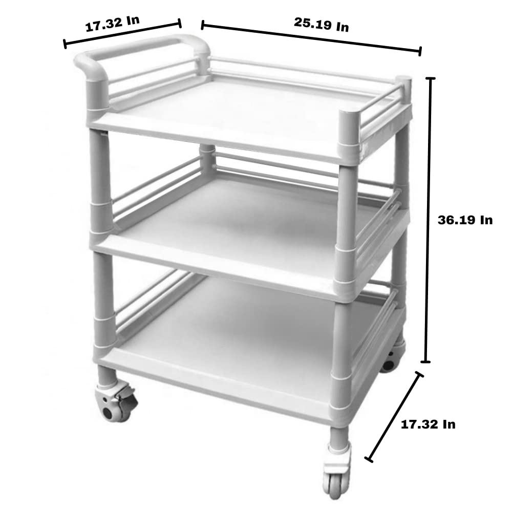 Buy Rolling Utility Cart, 3 Tier Shelf Trolley Cart with Wheels, Beauty
