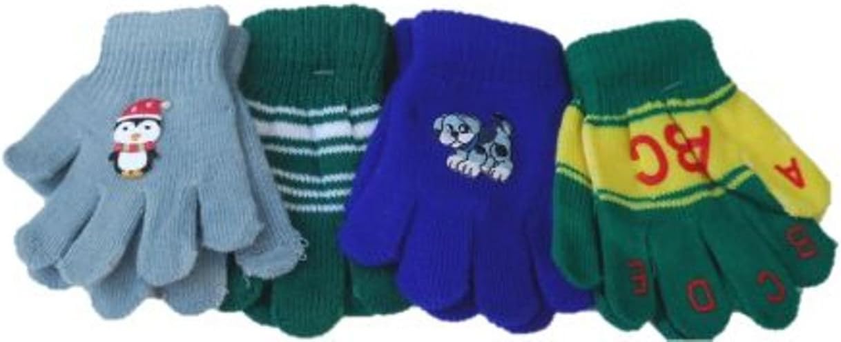 Four Pairs Magic Stretch Gloves for Infants and Toddlers Ages 1-4 Yrs