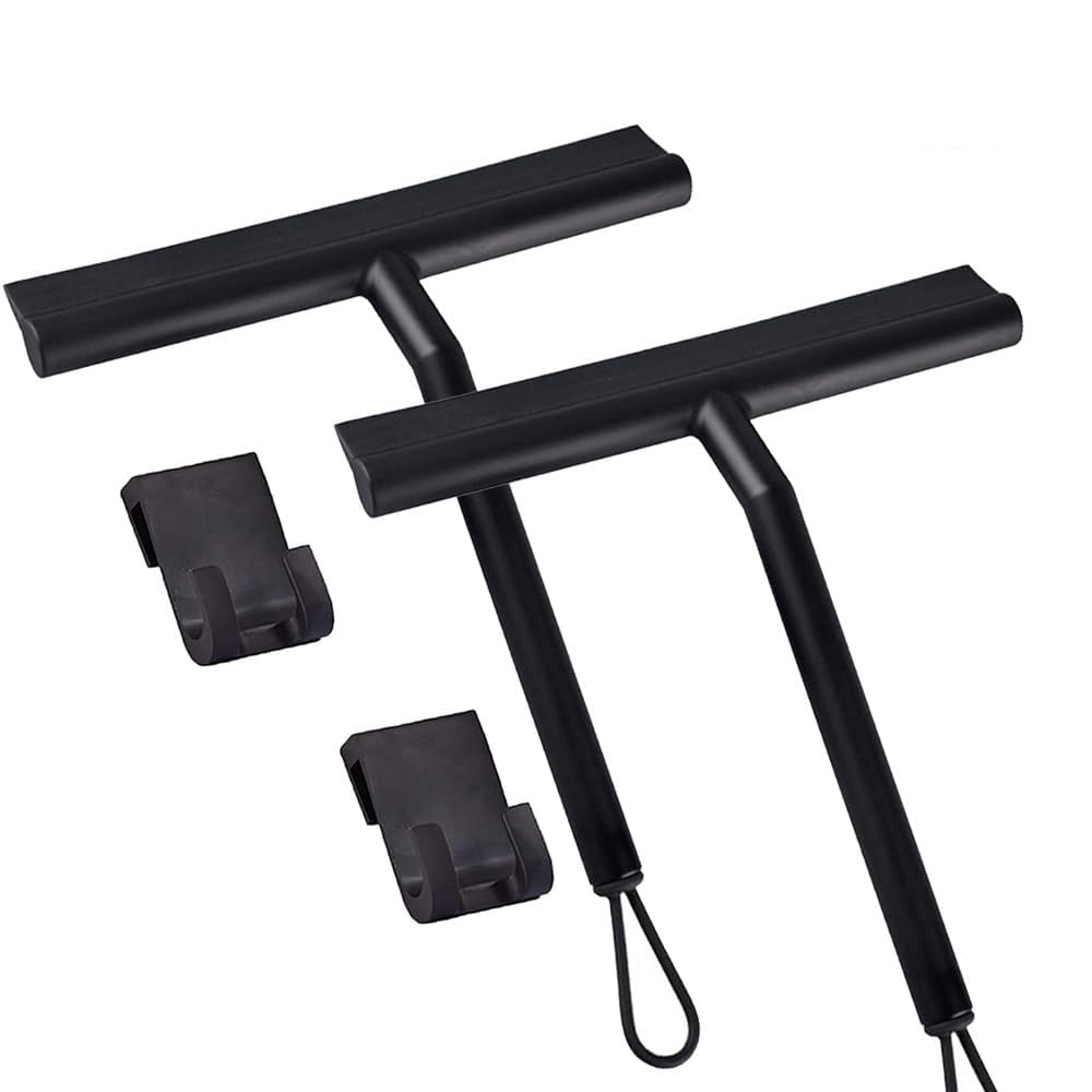 Escobilla de silicona para ventanas, Limpiador de vidrios con rascador ducha y soporte silicona, paquete 1 o 2(With Holder 2pcs)