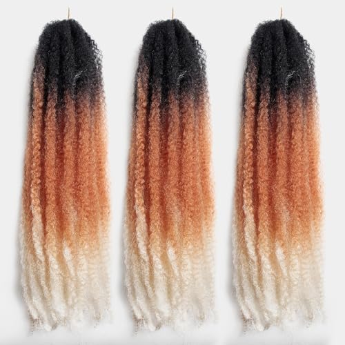 Marley Hair 24 Inch Marley Twist Hair Afro Twist Marley Braiding Hair for Faux Locs Crochet Hair Synthetic Hair Extensions(8Packs,1B/30/613, 24inch)
