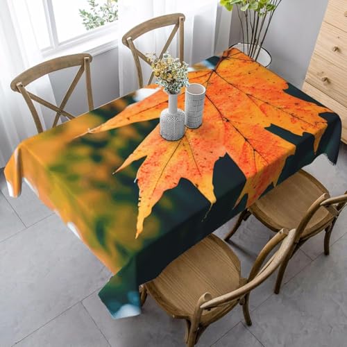 HATEGE Mantel Mesa Cuadrada Hoja de Arce 100x100 Mantele Antimanchas Tema de Otoño Manteles de Poliéster Impermeable Hojas Manteles de Mesa Lavable para Cocina Comedor A-0074