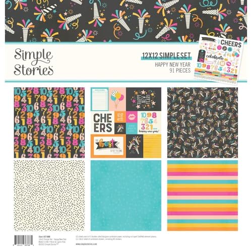 Happy New Year Simple Stories kit de papier scrapbooking 30x30 cm pour loisirs créatifs de fête