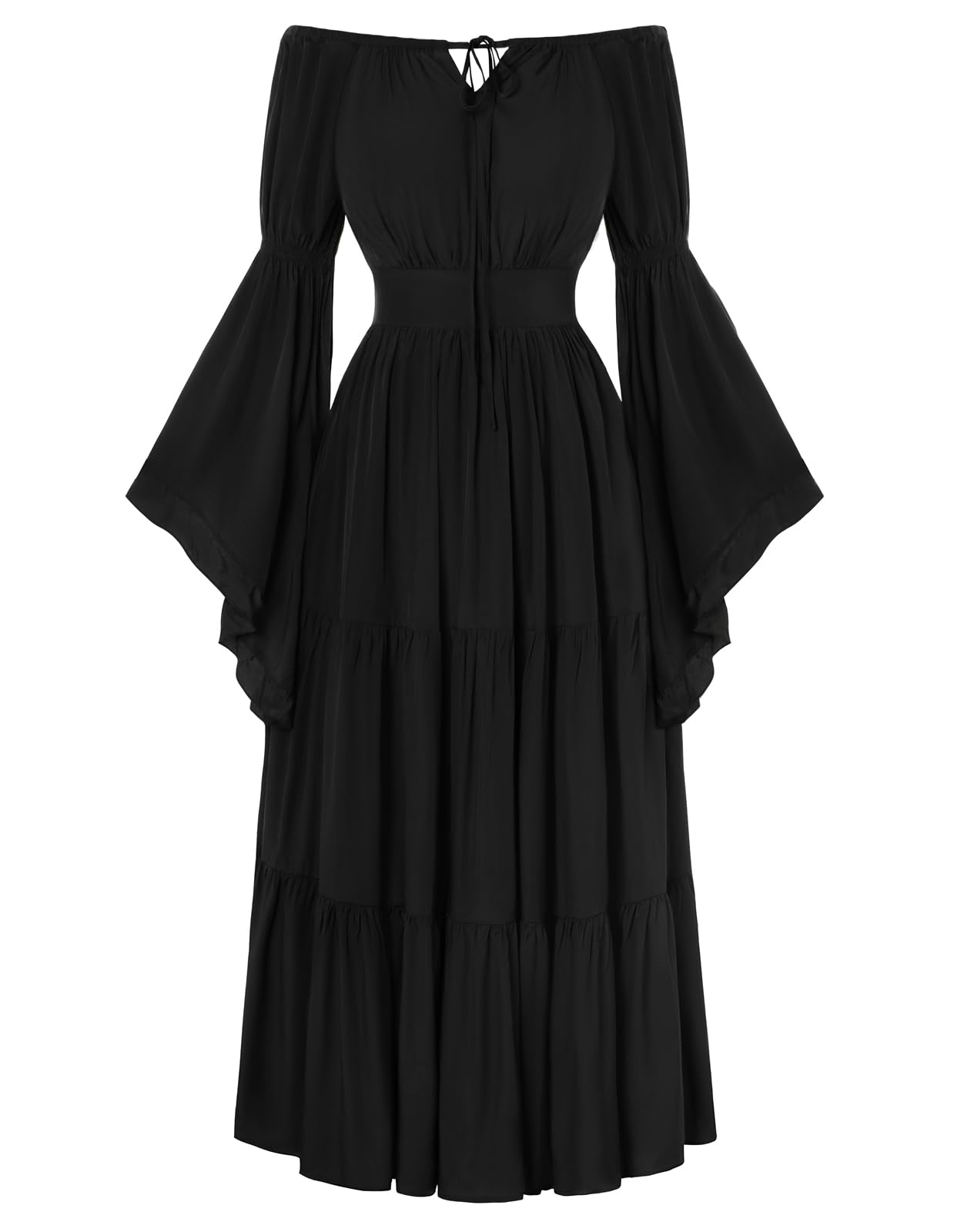 SCARLET DARKNESS Damen Renaissance Corsagenkleid Schulterfrei Lace Up Mittelalter Maxikleid