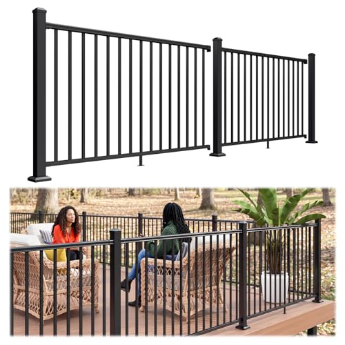 Egadis 2 Pack 42 in x 6 ft Aluminum Porch and Deck Railing Kit with 3 Post
