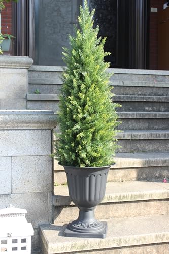 3.5ft Artificial Topiary Trees Set of 2 Faux Cedar Trees UV Resistant Bushes Potted Plants Artificial Shrubs for Outdoor Indoor Front Porch Garden - Thumbnail 7