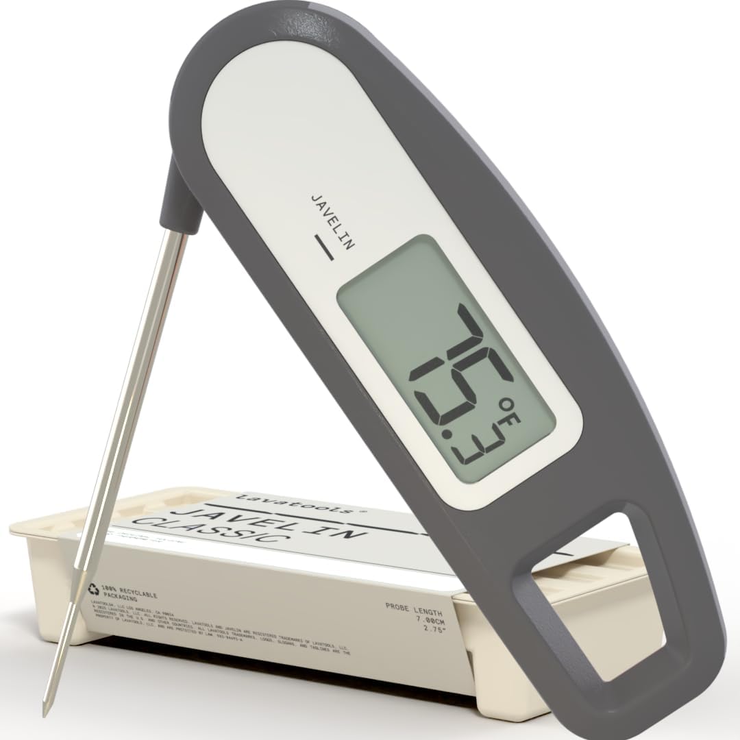 PT12 Javelin Ultra Fast Digital Instant Read Meat Thermometer for Grill and Cooking, 2.75" Probe, Compact Foldable Design, Large Display, Splash Resistant – Sesame