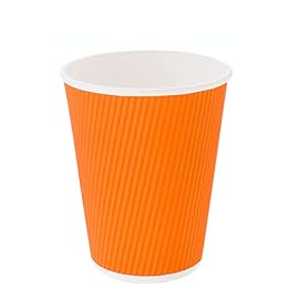 Restaurantware-12 Ounce Disposable Coffee Cups, 25 Double Wall Hot Cups For Coffee - Lids Sold Separately, Rolled Rim, Orange Paper Insulated Coffee Cups, For Hot Coffee, Tea, And More