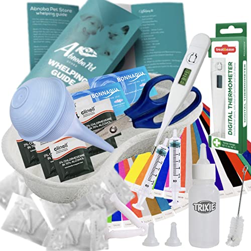 Abnoba Alpha Dog Puppy Whelping Kit Aspirator Milk Bottle & Feeding Syringes, puppy birthing supplies (510)